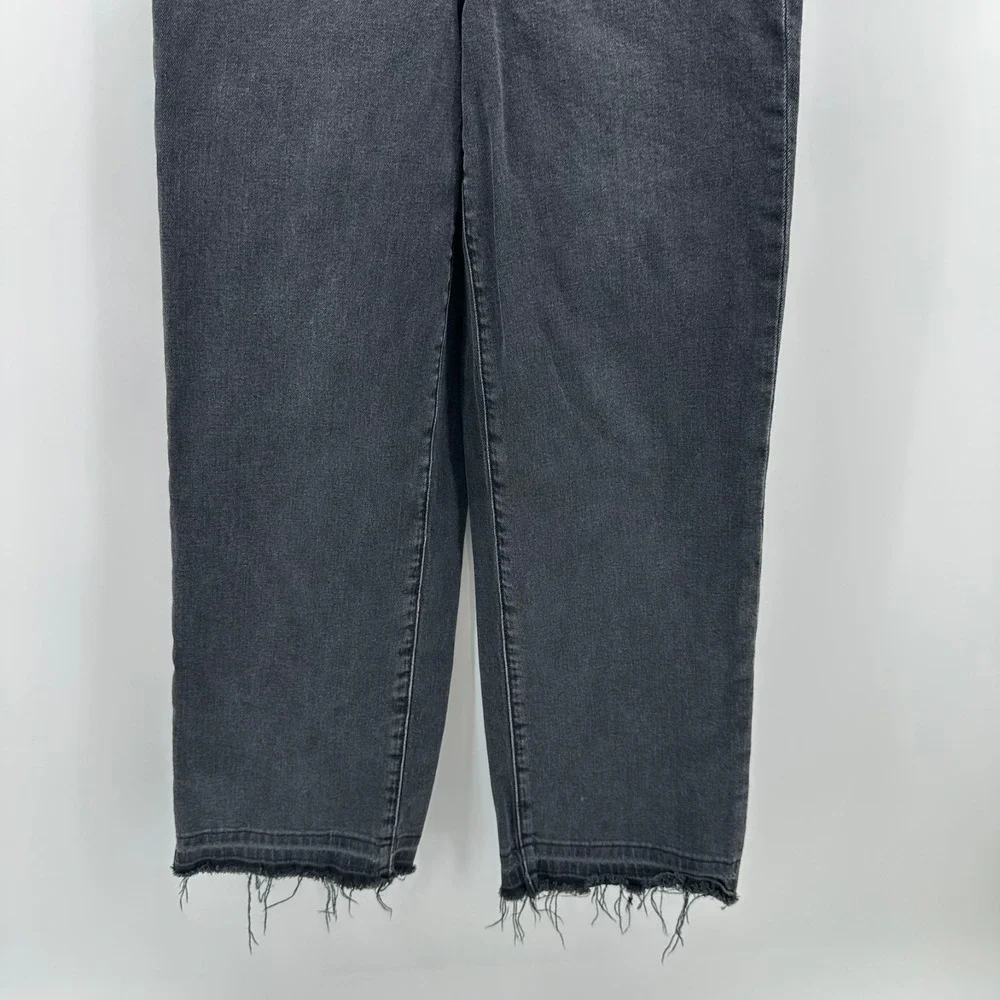 Blank NYC The Mini Franklin Jeans Girls 10 Black‎ Denim Ribcage Wide Leg Raw Hem